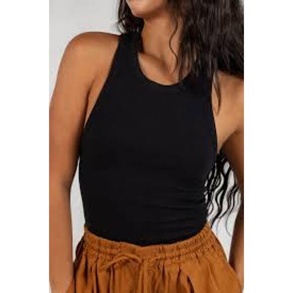 Free People Tops - NEW Free People Seamless Tank Bodysuit Black Racerback Sleeveless